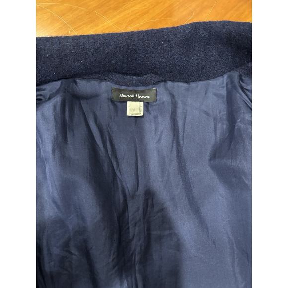 Stewart + Brown Navy Blue Wrap Wool Coat Size Small - Picture 6 of 7